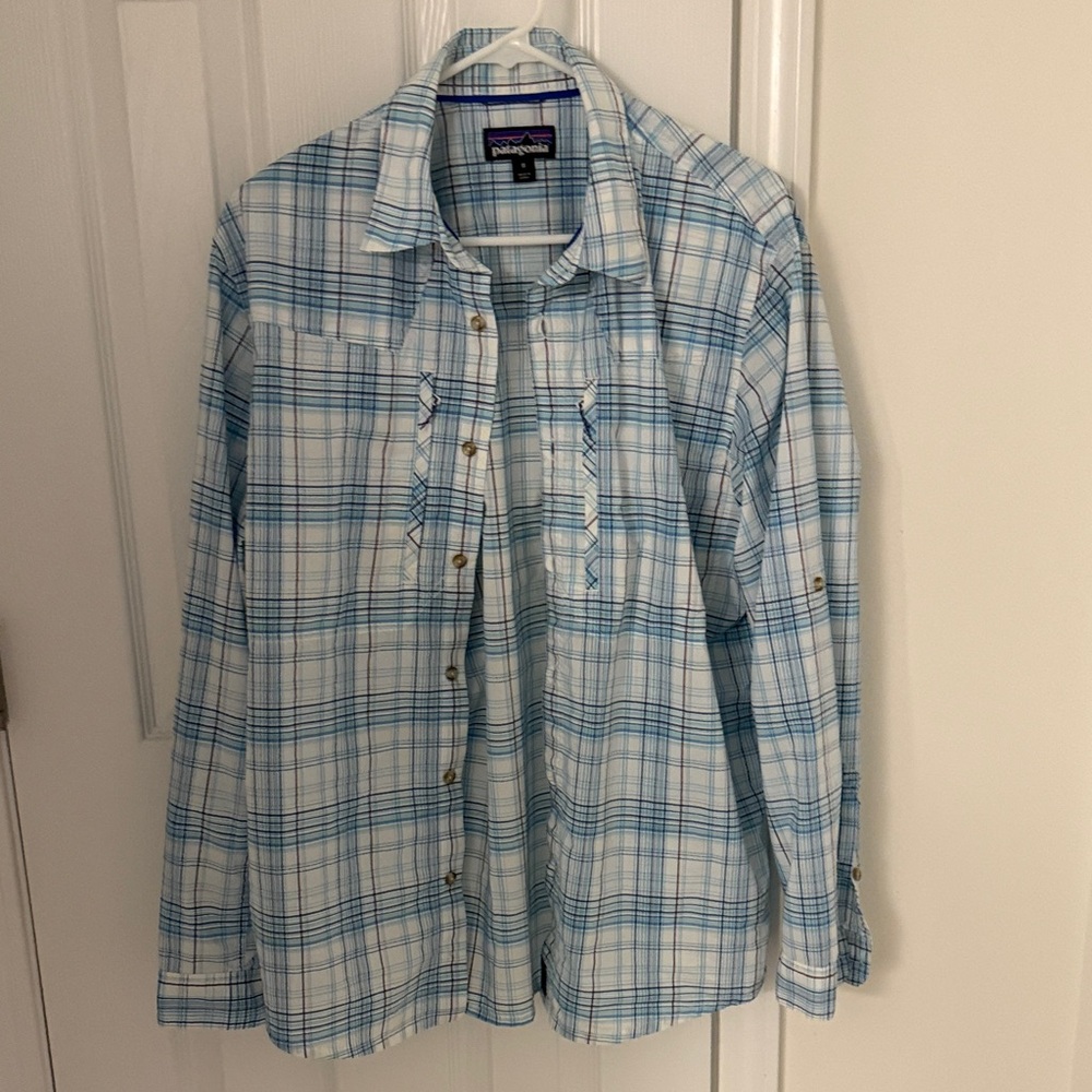 Patagonia Light Blue Plaid Shirt